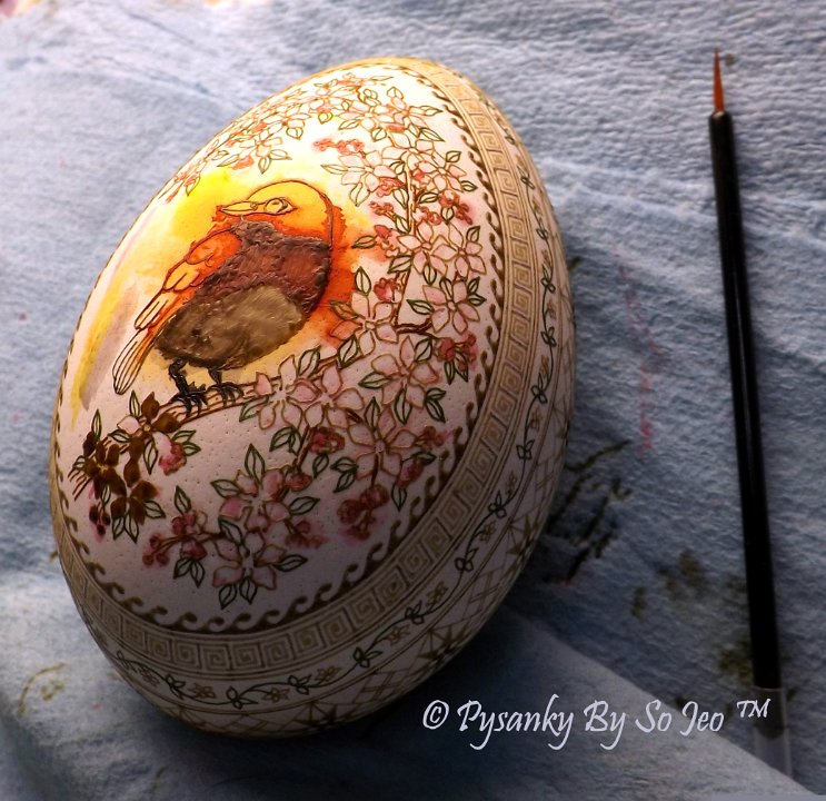 WIP Bluebird Pysanka Pysanky Ukrainian Easter Egg by So Jeo